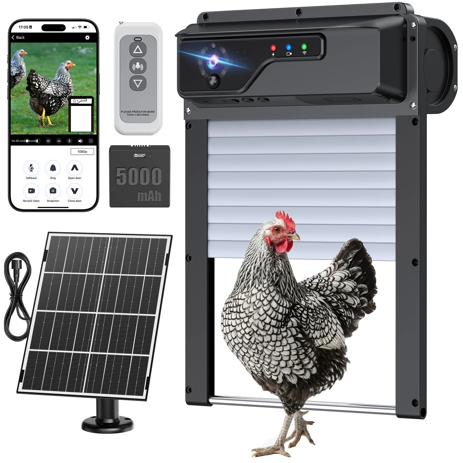 Smart camera chicken coop door kit