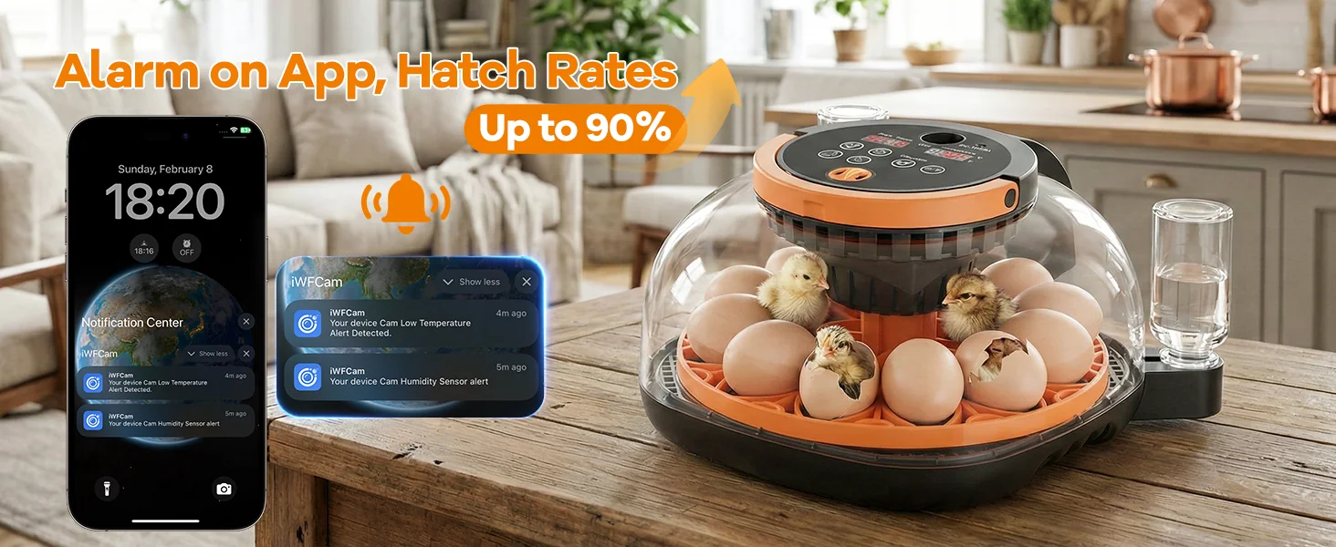 Smart incubator app alarm and hatch rate presentation