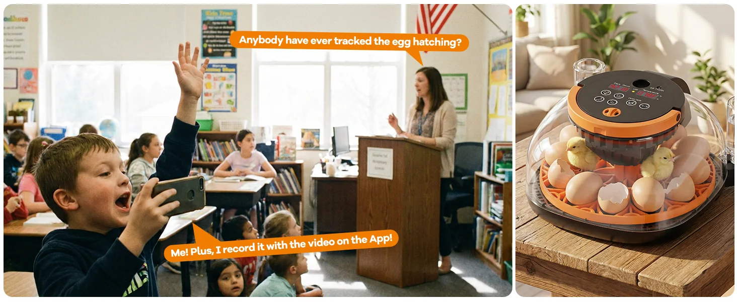 Smart incubator used for classroom hatching education and app recording